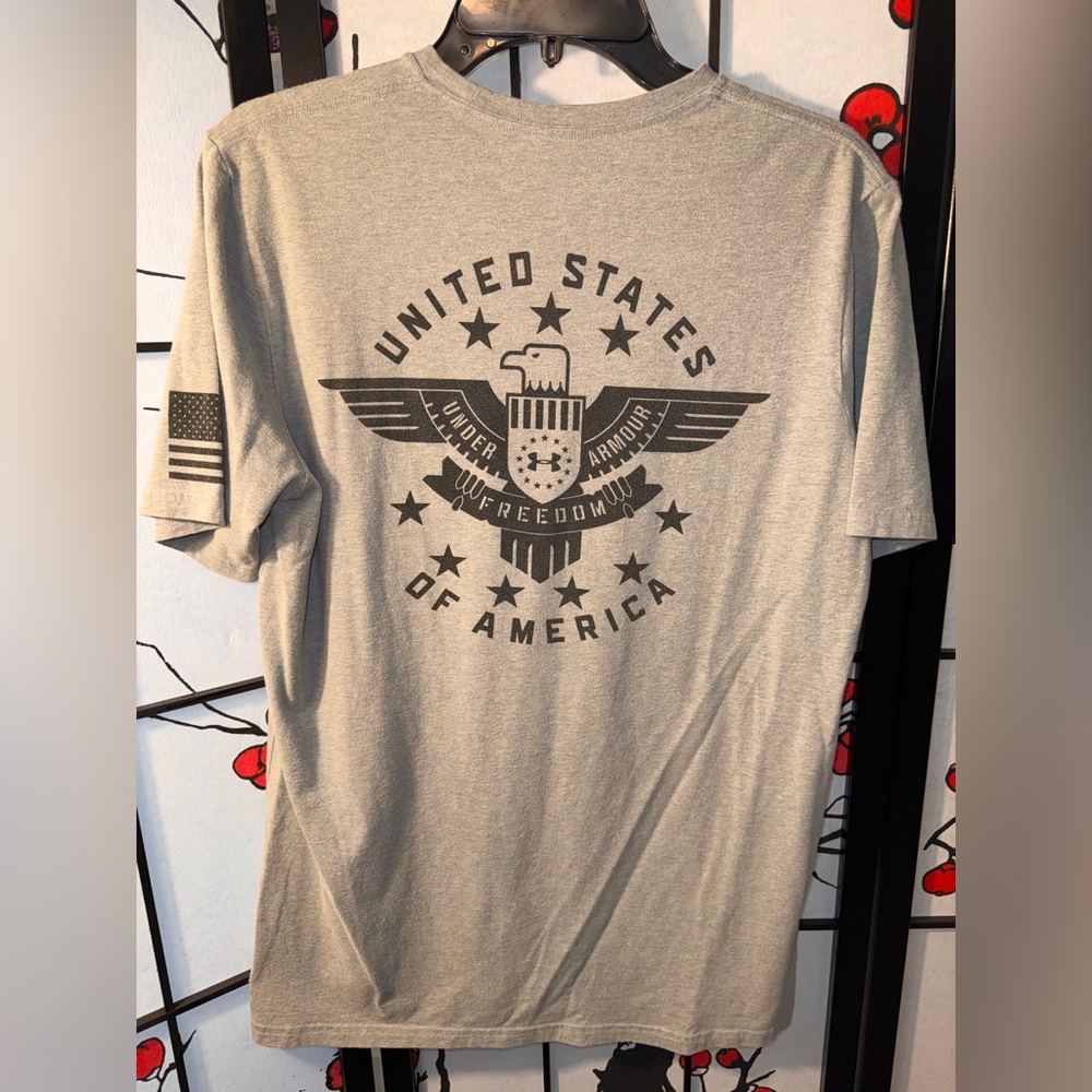 Under Armour Medium USA Lightweight Heather Gray American Short Sleeve T Shirt